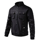 Men's Lightweight Utility Bomber Jacket with Flap Pockets, Stand-Up Collar, and Elastic Hem Fashion Glam