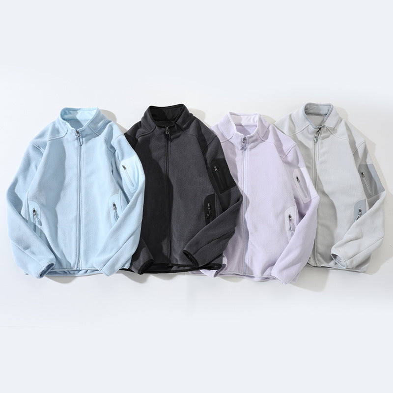 Men's fleece jacket with stand-up collar and softshell inserts Fashion Glam