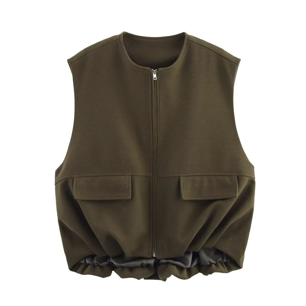 Women's Oversized Suede Blouson with Cropped Hem and Epaulettes Fashion Glam