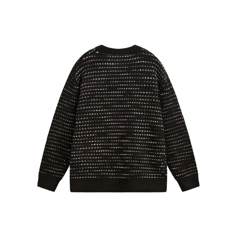 Unisex fine-knit sweater with structured striped look and round neck Fashion Glam