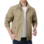 Men's Lightweight Urban Windbreaker with Stand-up Collar, Elastic Cuffs, and Side Zipper Pockets Fashion Glam