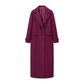 Women Longer double-breasted wool blend coat with boxy oversized silhouette Fashion Glam