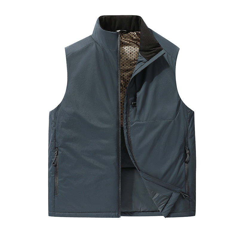 Men's Padded Outdoor Vest with Stand-Up Collar, Multifunctional Pockets and Lightweight Thermal Lining Fashion Glam