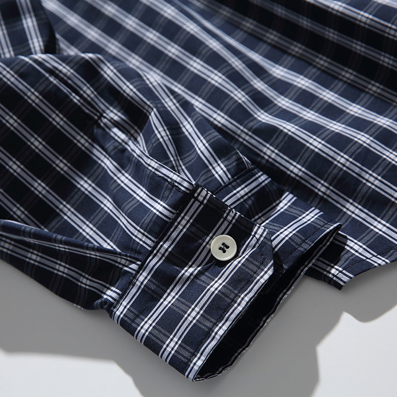 Men's Oversized Check Shirt with Full Button Placket, Chest Pocket, and Rounded Hem Fashion Glam