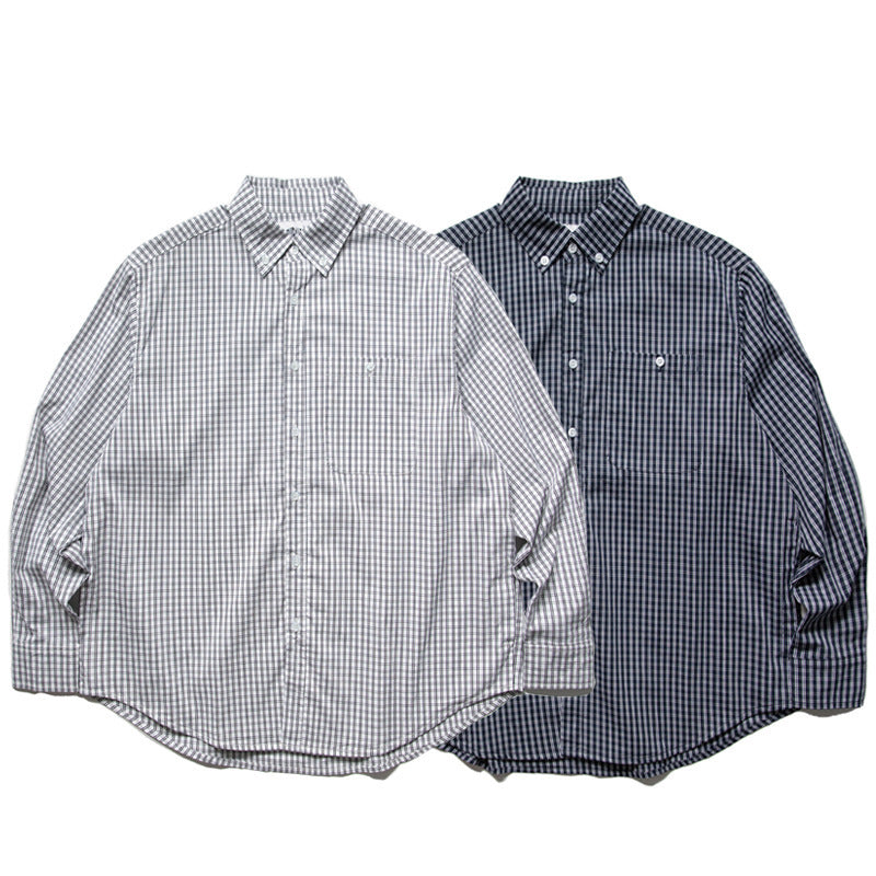 Men's Oversized Checked Shirt in Boxy Cut with Button-Down Collar and Curved Hem Fashion Glam