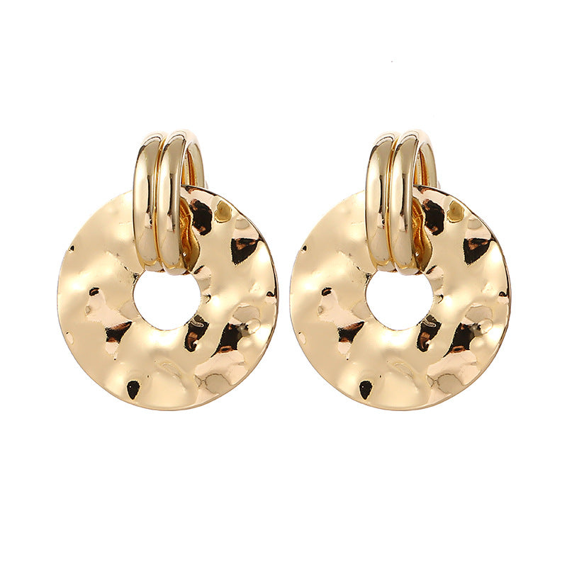 Women's elegant earrings with rustic, folded design Fashion Glam