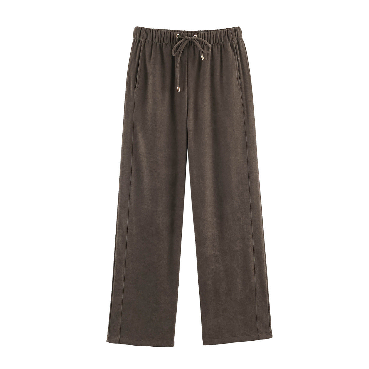 Women's wide lounge pants in velour look with drawstring and side pockets Fashion Glam