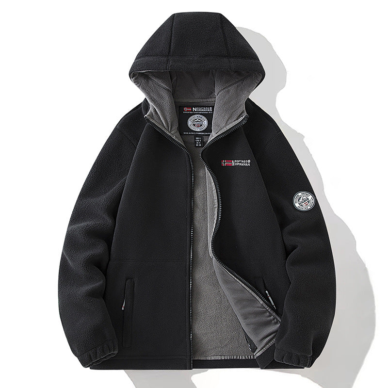 Women's Hooded Fleece Jacket with Warm Teddy Lining and Zipper Fashion Glam