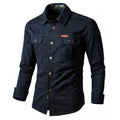 Men's Long Sleeve Work Shirt with Double Chest Pockets and Durable Twill Fashion Glam