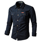 Men's Long Sleeve Work Shirt with Double Chest Pockets and Durable Twill Fashion Glam