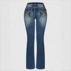 Women High-Waisted Slim-Straight Jeans with V-Shaped Waist and Superstretch Denim Fashion Glam
