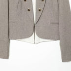 Ladies short blazer in military style with stand-up collar, double-breasted decorative button placket and tailored silhouette Fashion Glam