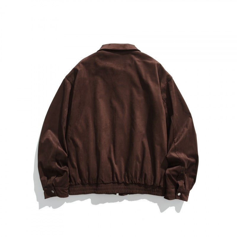 Men's short bomber-style jacket made of microfiber suede with zipper Fashion Glam