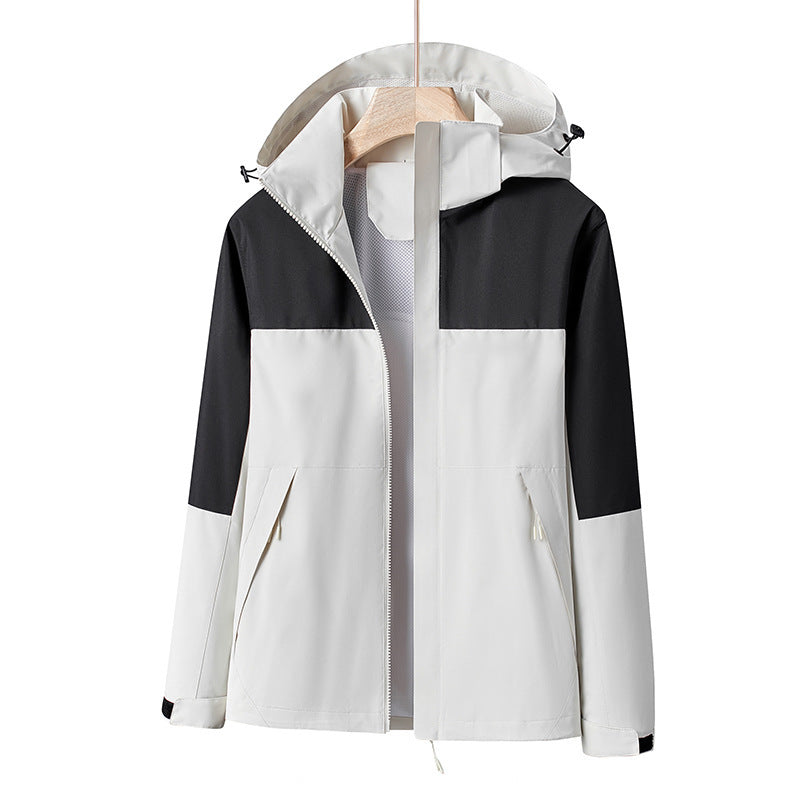Men's Lightweight Windproof Softshell Rain Jacket with Hood and Contrast Trim Fashion Glam