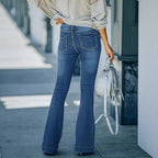Women's vintage-inspired high-waisted flared jeans with sculpting seam details Fashion Glam