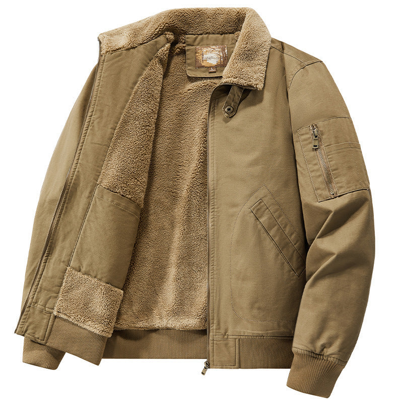 Men's teddy-lined pilot bomber jacket with sherpa lining and arm pocket Fashion Glam