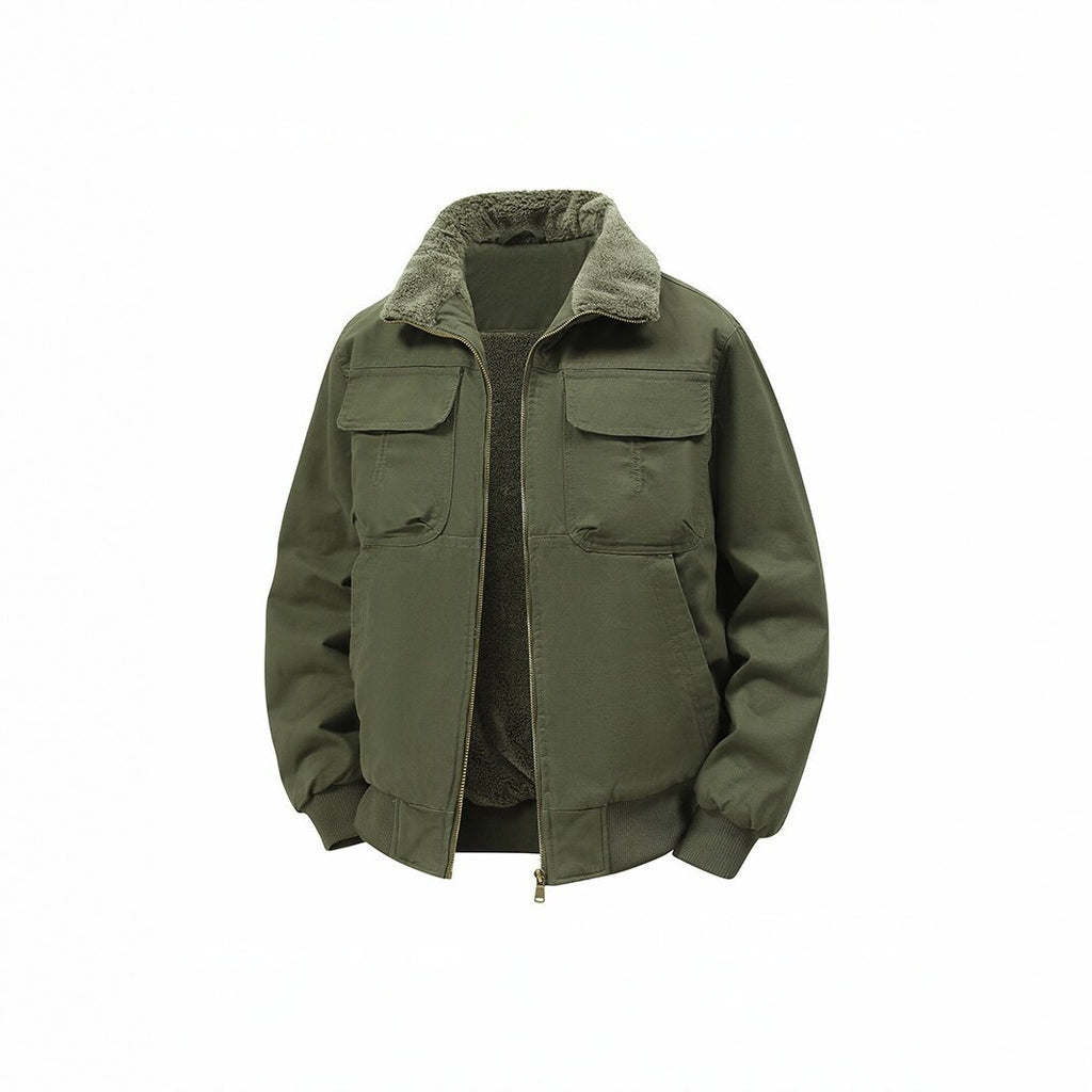 Men's thermo bomber jacket with full zip, sherpa collar, and utility pockets Fashion Glam