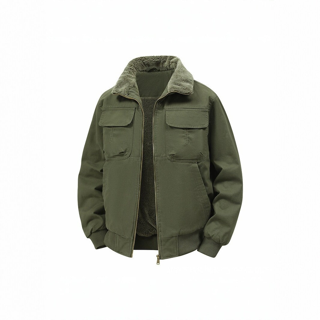 Men's thermo bomber jacket with full zip, sherpa collar, and utility pockets Fashion Glam