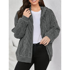 Women's Hooded Teddy Jacket with Zipper, Soft Plush and Elastic Cuff Fashion Glam
