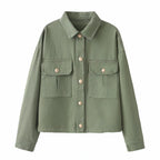 Women's Oversize Utility Jacket made of twill with appliquéd chest pockets Fashion Glam
