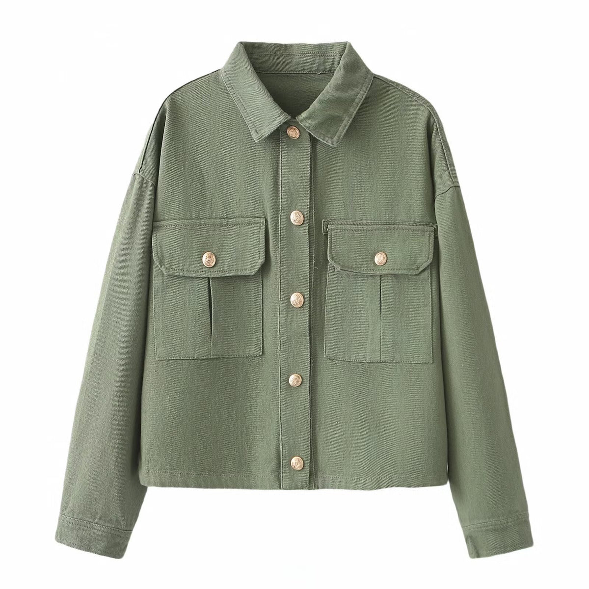 Women's Oversize Utility Jacket made of twill with appliquéd chest pockets Fashion Glam