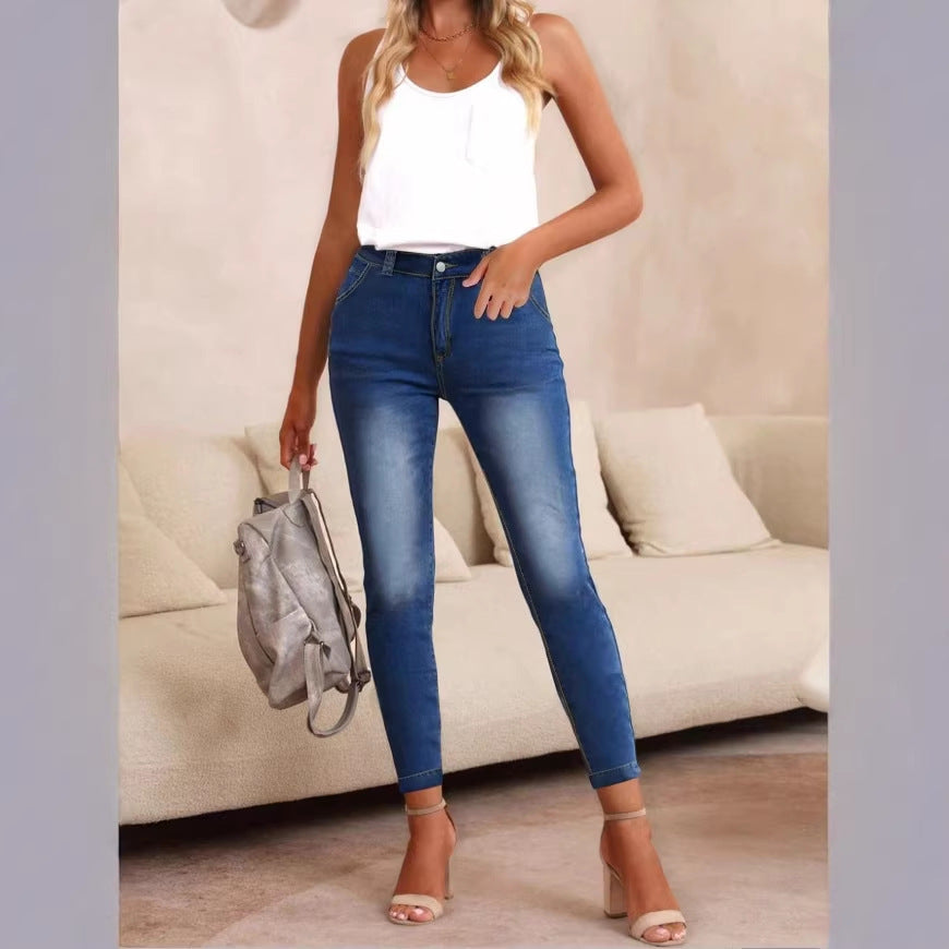 Women's High-Waist Skinny Jeans made of elastic Stretch Denim Fashion Glam