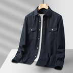 Men's Lightweight Cotton Utility Shirt Jacket with Flap Pockets and Full Button Placket Fashion Glam