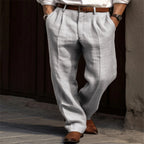 Men's linen pants with a wide cut and pleats Fashion Glam