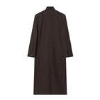 Women's Long Coat with Mandarin Collar, Minimalist Silhouette and Concealed Button Placket Fashion Glam