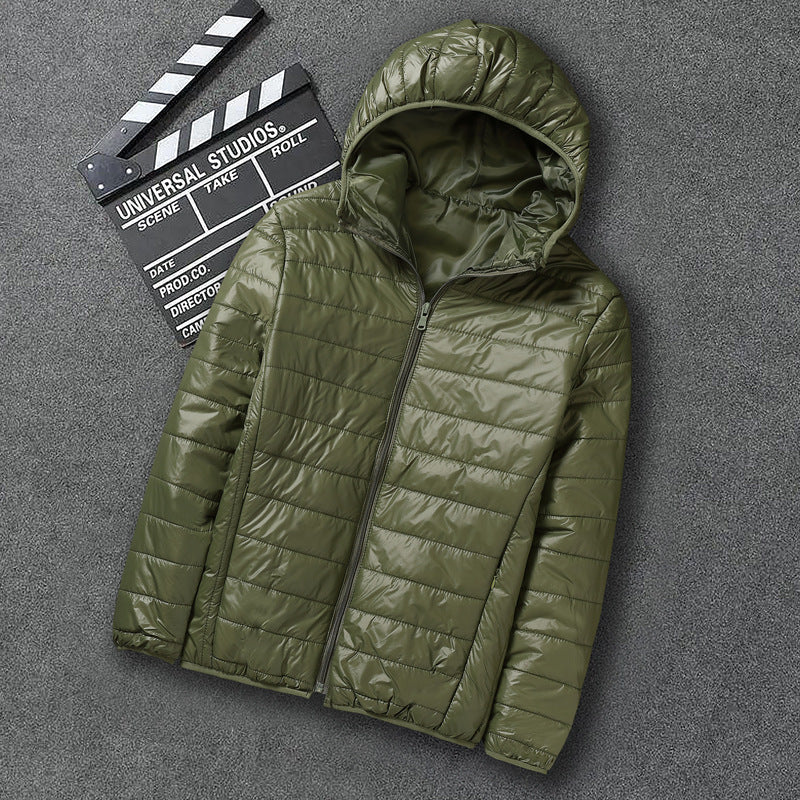 Men's nan ultra-light hooded quilted jacket with packing function and windproof shell Fashion Glam