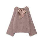 Women Oversize Mohair-Optics Knit Sweater with Back Bow Fashion Glam