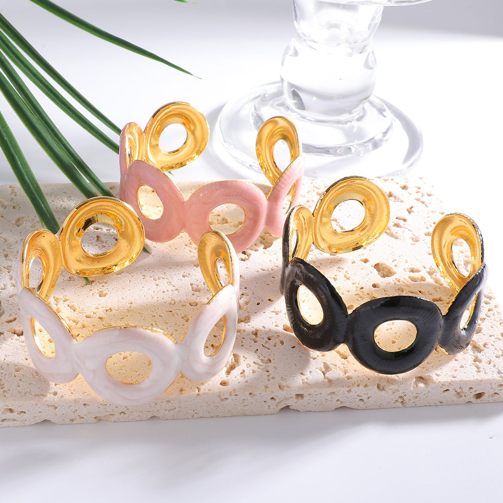 Ladies Open Cuff Bracelet with Crossed Design Fashion Glam
