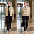 Ladies short jacket with mandarin collar and decorative toggle closures Fashion Glam