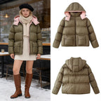 Women's Padded Quilted Jacket with XXL Hood and Flap Pockets Fashion Glam