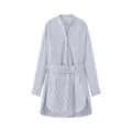Women's shirt dress with belted waist, mandarin collar, and patch pockets Fashion Glam