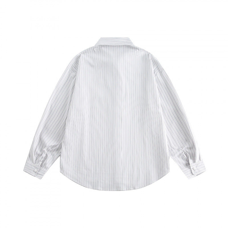 Men's loosely falling boxy shirt with fine pinstripes and chest pocket Fashion Glam