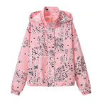 Women's Printed Lightweight Hooded Windbreaker in Bandana/Paisley Pattern Fashion Glam