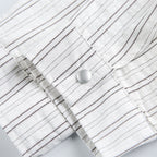 Unisex Striped Overshirt Jacket with Shirt Collar and Concealed Zipper Fashion Glam