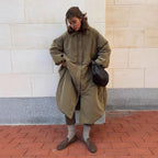 Women's oversized padded cocoon coat with concealed button placket and dropped shoulders Fashion Glam