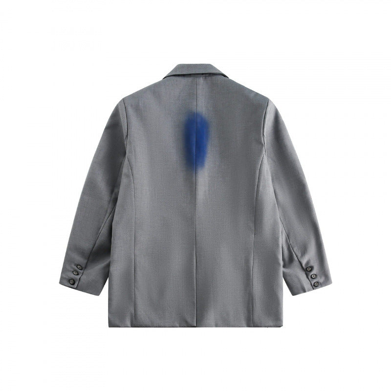 Unisex Oversize Blazer with Graffiti Spray Print, Notch Lapels and Flap Pockets Fashion Glam