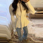 Women's Tailored Short Jacket with Stand Collar, Slit Neckline and Princess Seams Fashion Glam