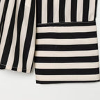 Women Long Sleeve Shirt with Vertical Stripes and Waist Tie Fashion Glam