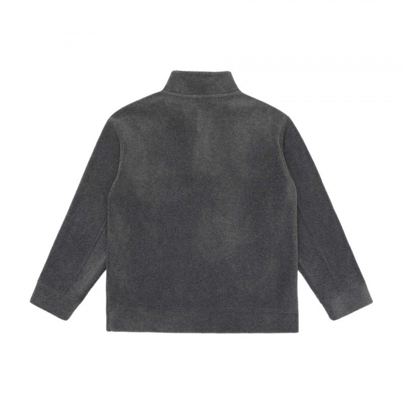 Unisex Henley fleece pullover with short button closure, stand-up collar and boxy cut Fashion Glam