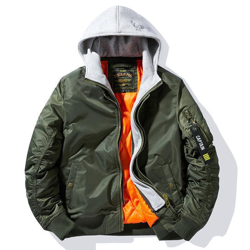 Men's bomber jacket with removable hood inner lining and quilted thermal insulation Fashion Glam