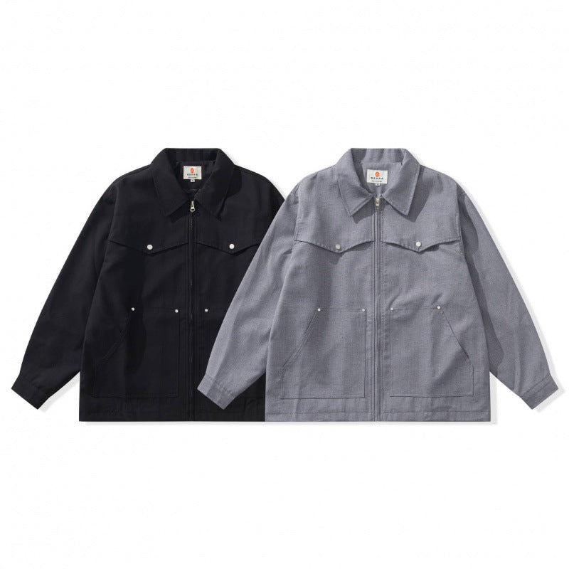 Unisex Kastige Worker-Overjacket made of canvas with full-length zipper, chest flap pocket and patch hand pockets Fashion Glam