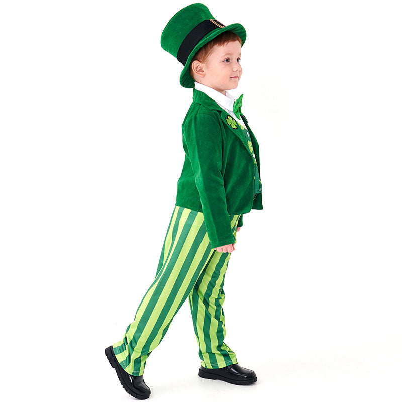 Men's costume as Irish Leprechaun with hat and detailed accents Fashion Glam