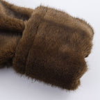 Women's Short Faux Fur Jacket with Voluminous Shawl Collar and Patch Pockets Fashion Glam