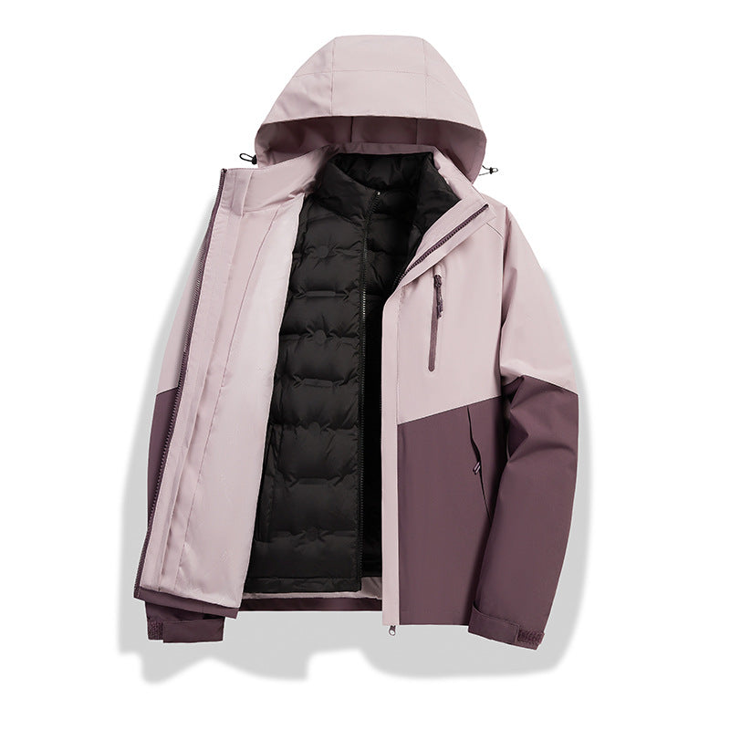 Women's 2-in-1 waterproof winter jacket with removable down inner vest Fashion Glam
