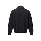 Unisex fine knit half-zip sweater with standing collar and diagonal structure Fashion Glam