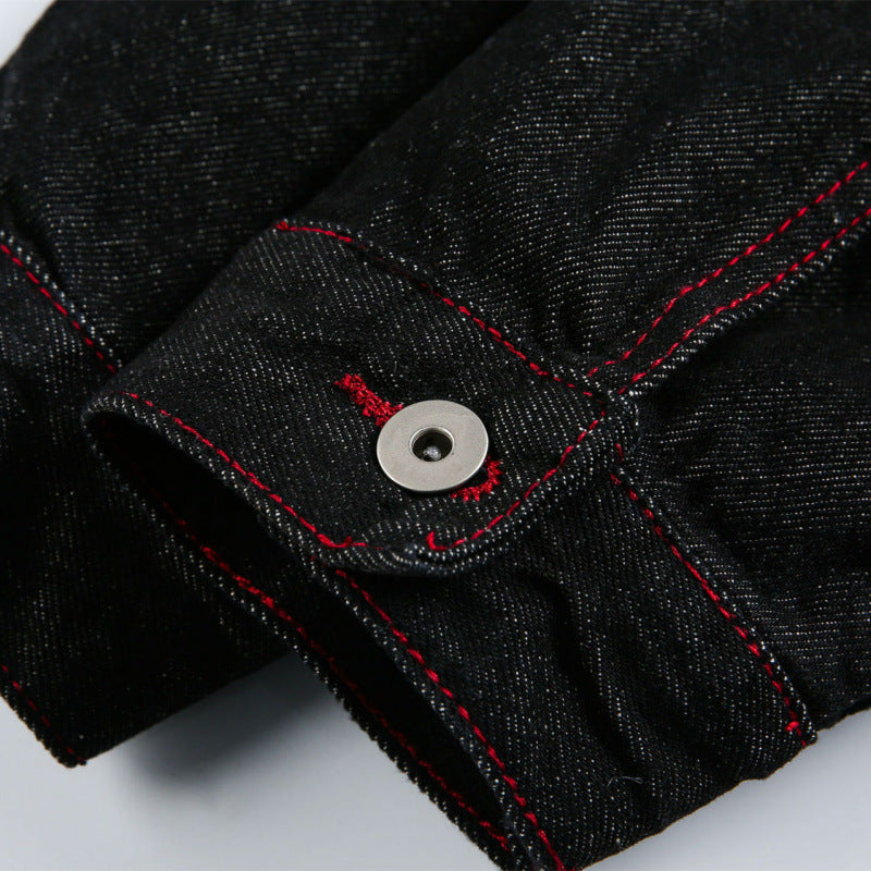 Unisex Boxy Denim Jacket with contrasting decorative stitching and flap pockets Fashion Glam